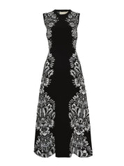 Liana Jacquard Long Dress – Noir