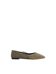 SWAY SUEDE KHAKI LEATHER BALLET FLATS