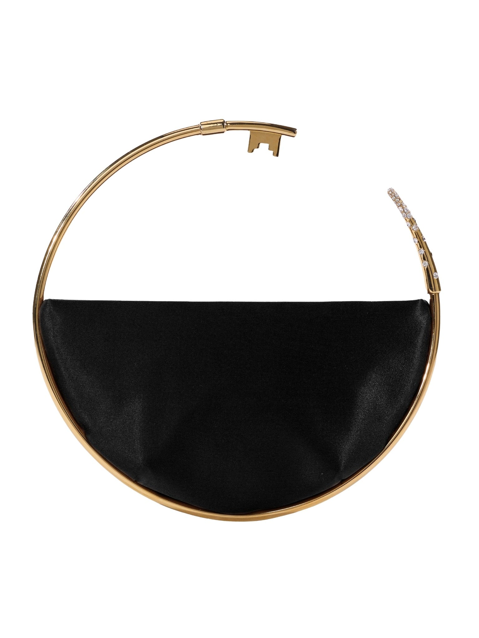 Key eternity satin black round satin clutch