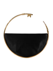 Key eternity satin black round satin clutch