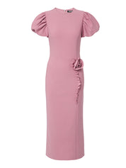 Crepe midi flower dress