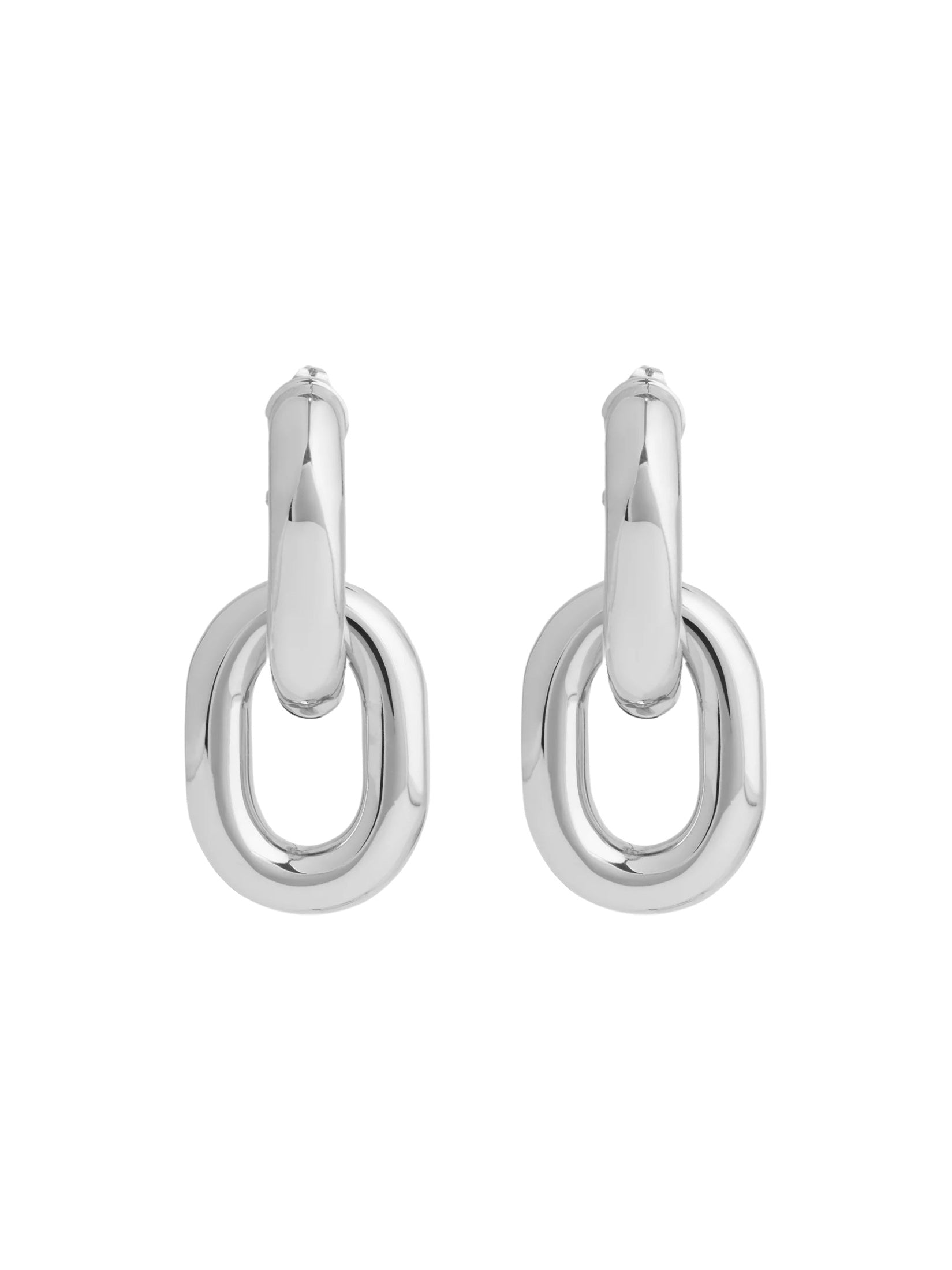 Silver double xl link earrings