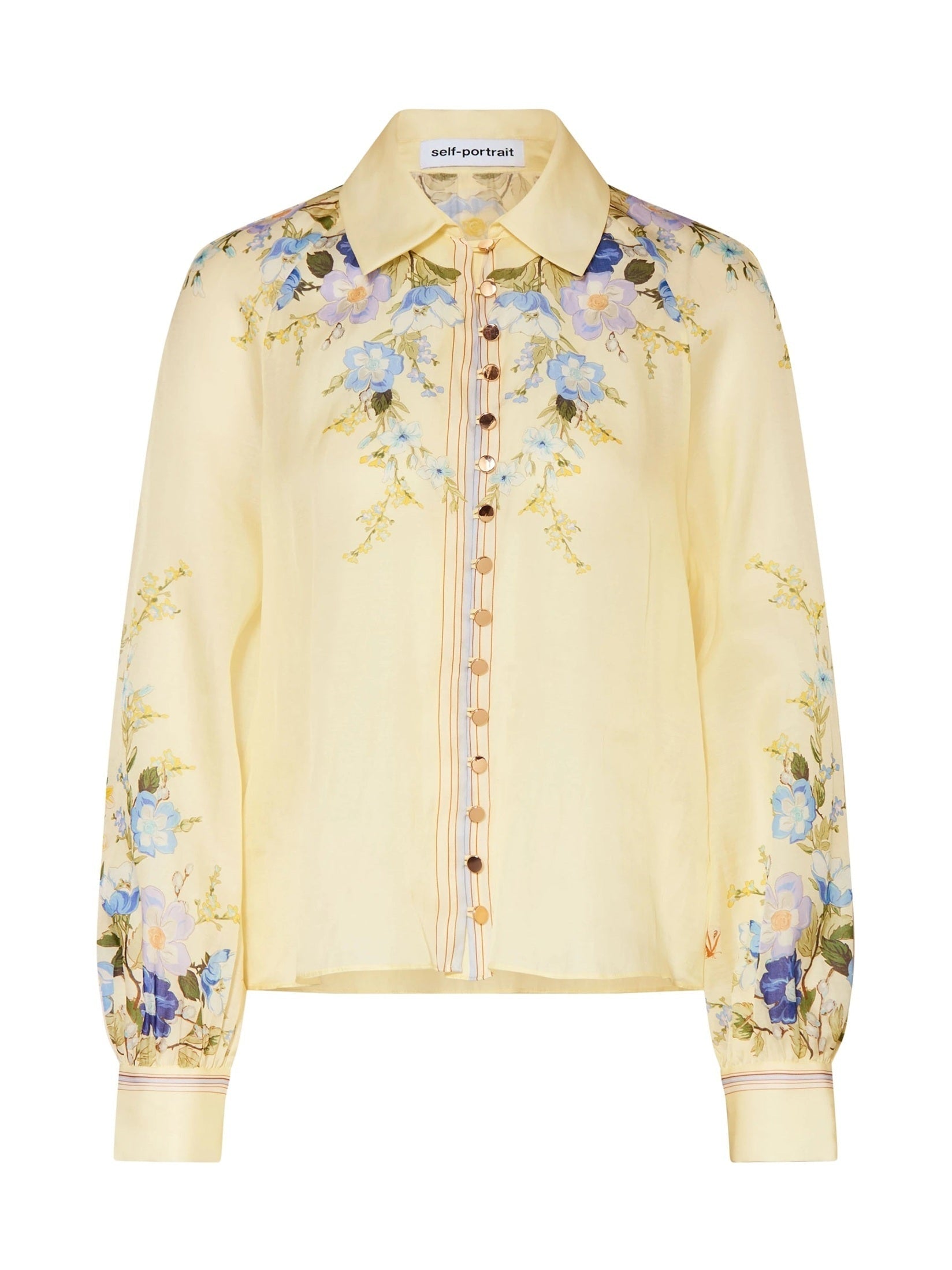 Yellow floral organza blouse