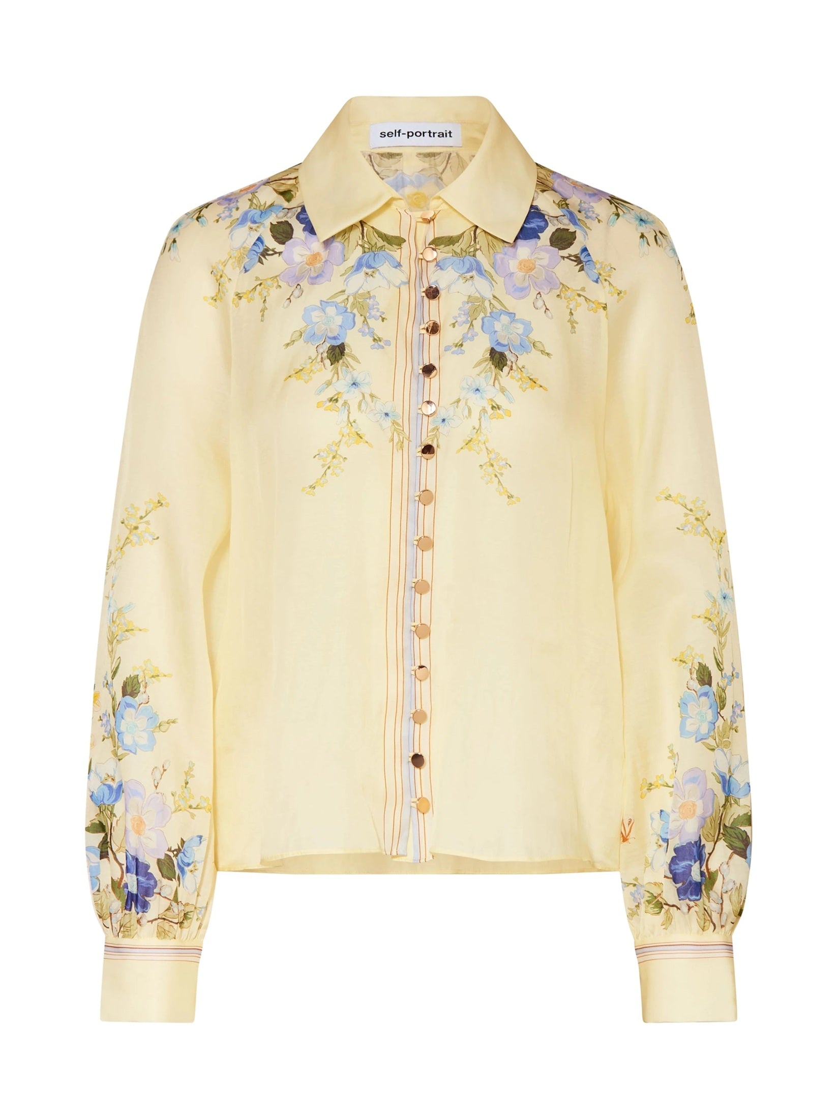 Yellow floral organza blouse