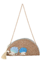 Seashell duo clutch blue seashells