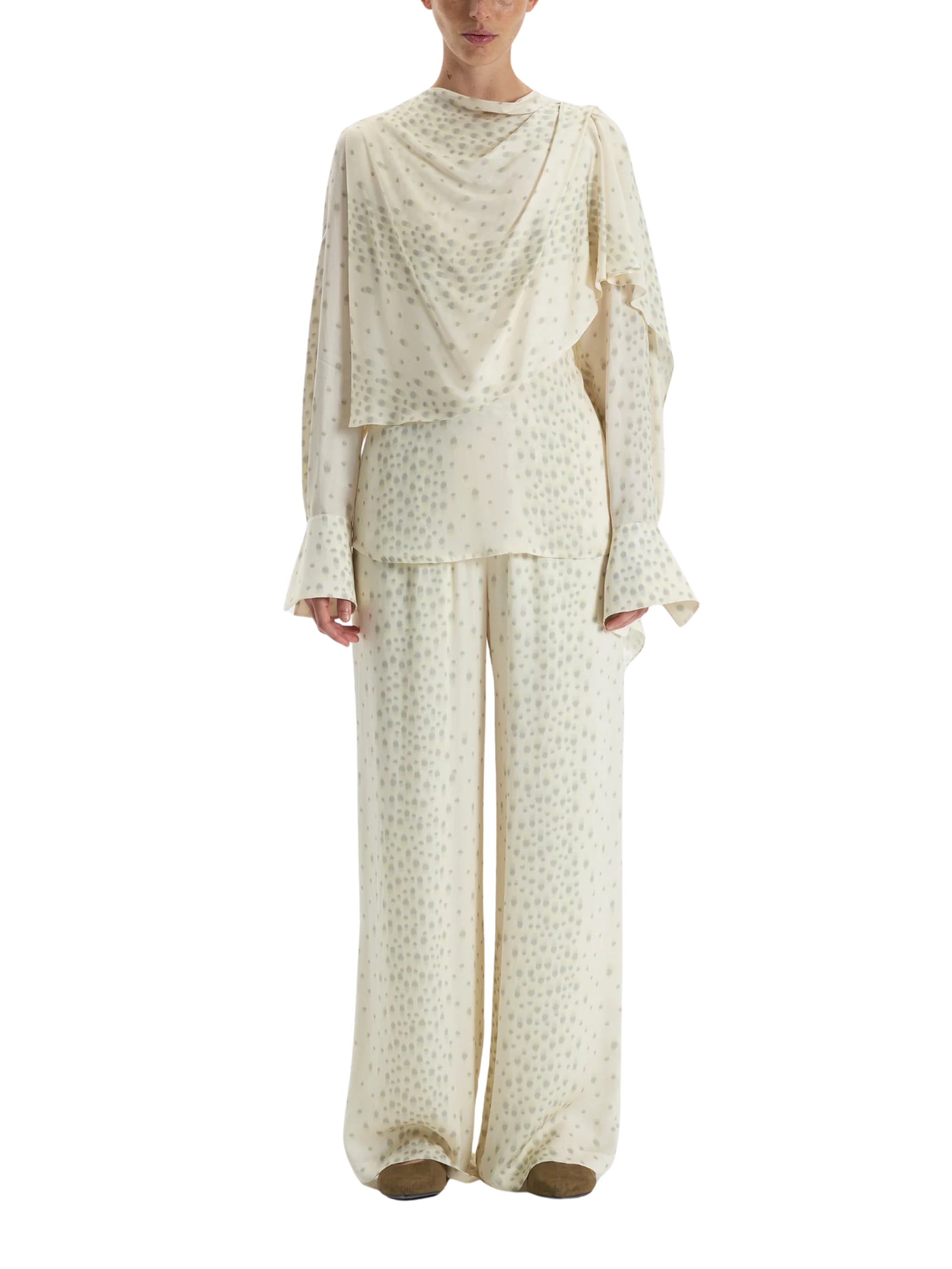 POLKA DOT DRAPED BLOUSE