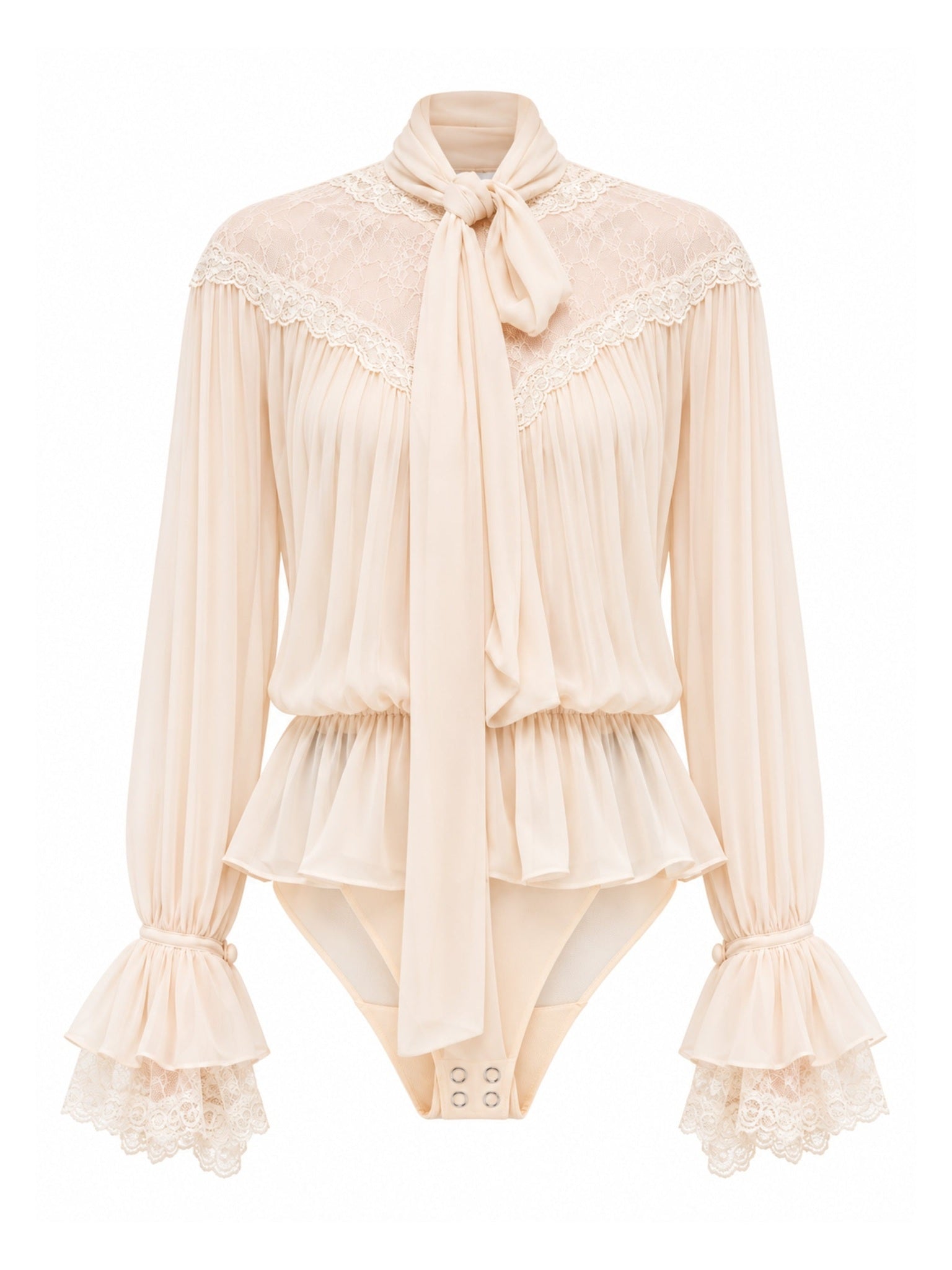 Scarf Neck Lace Detail Blouse