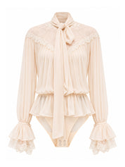 Scarf Neck Lace Detail Blouse