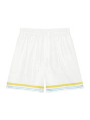 White Tennis Landscape Silk Shorts