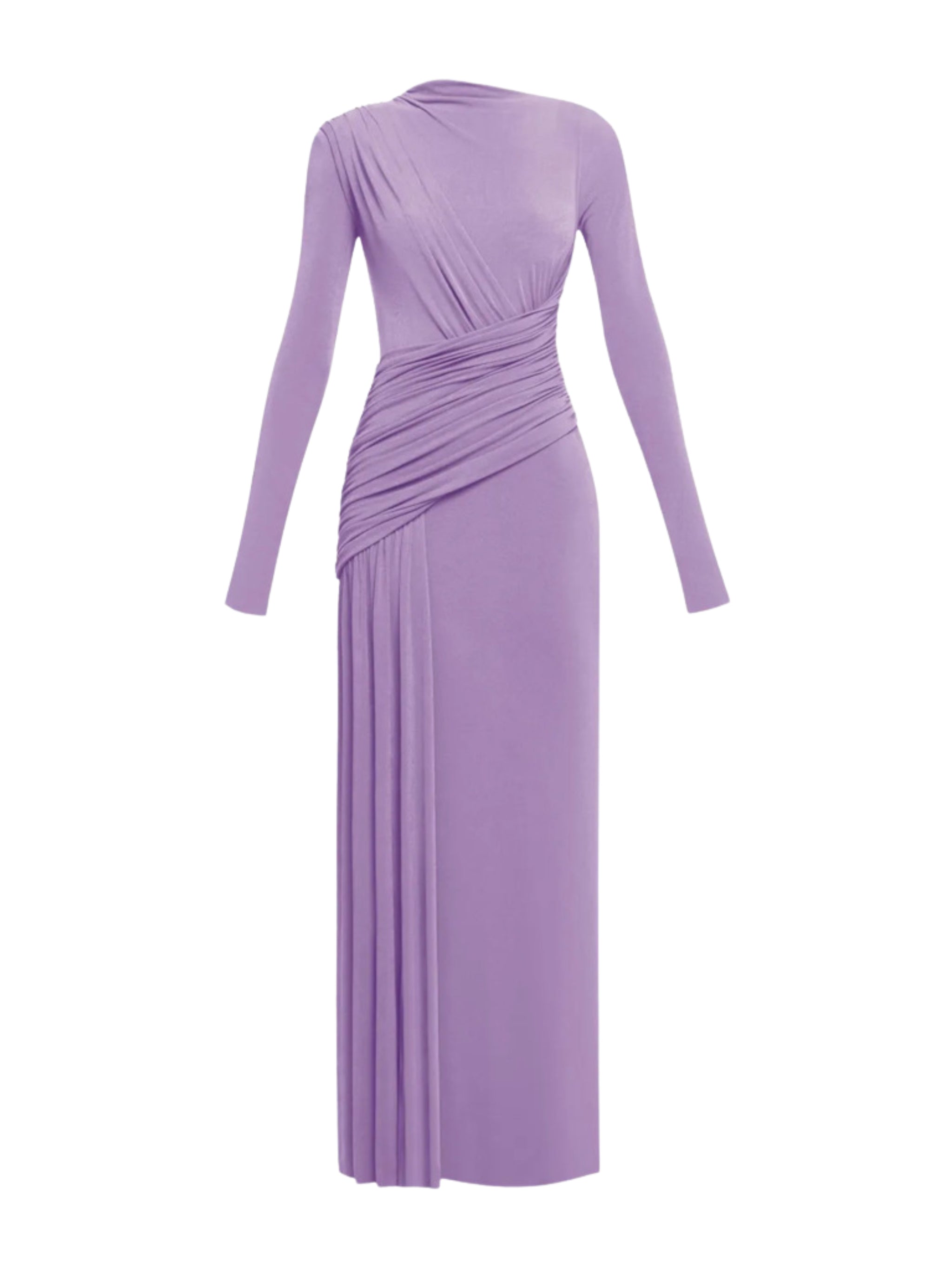 ASYMMETRICAL FORM-FITTING DRESS WITH DRAPED HIP