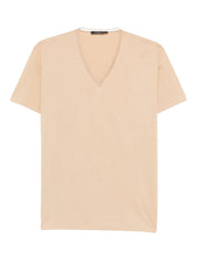 Cotton jersey v neck t-shirt tulle and filo diamante detail