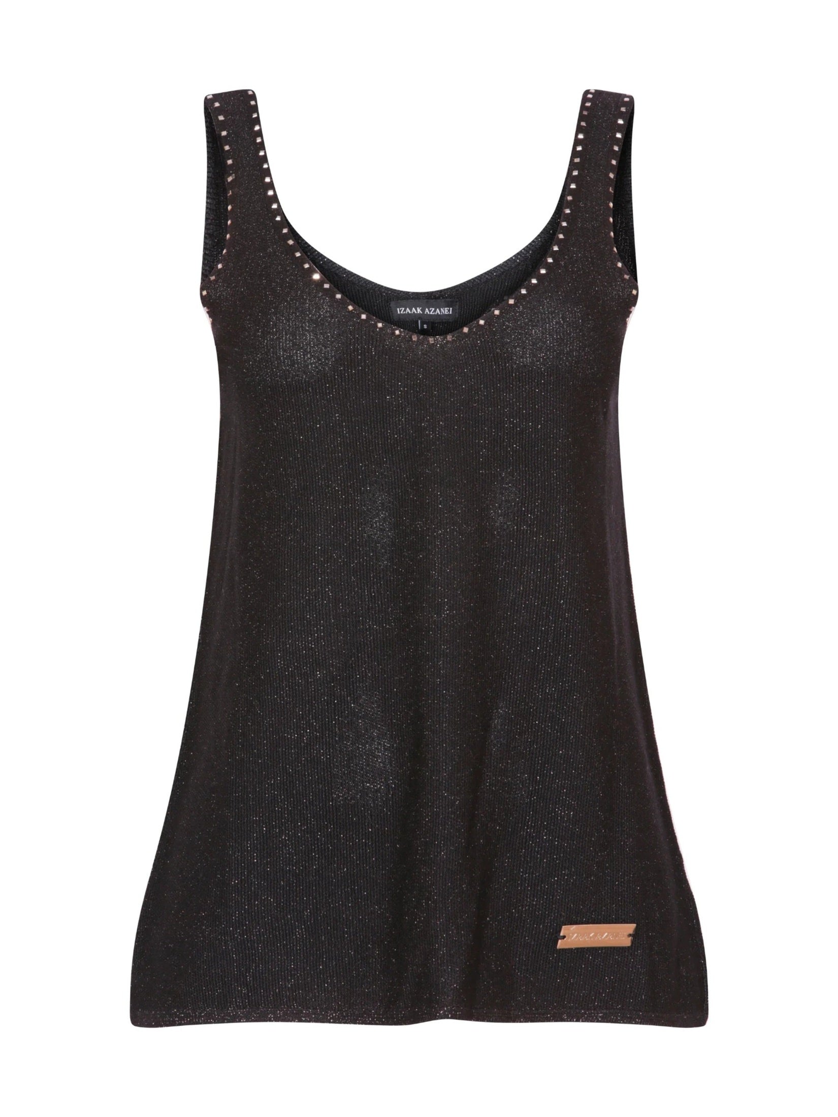 The vested top with crystal details in black