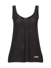 THE VESTED TOP WITH CRYSTAL DETAILS IN BLACK