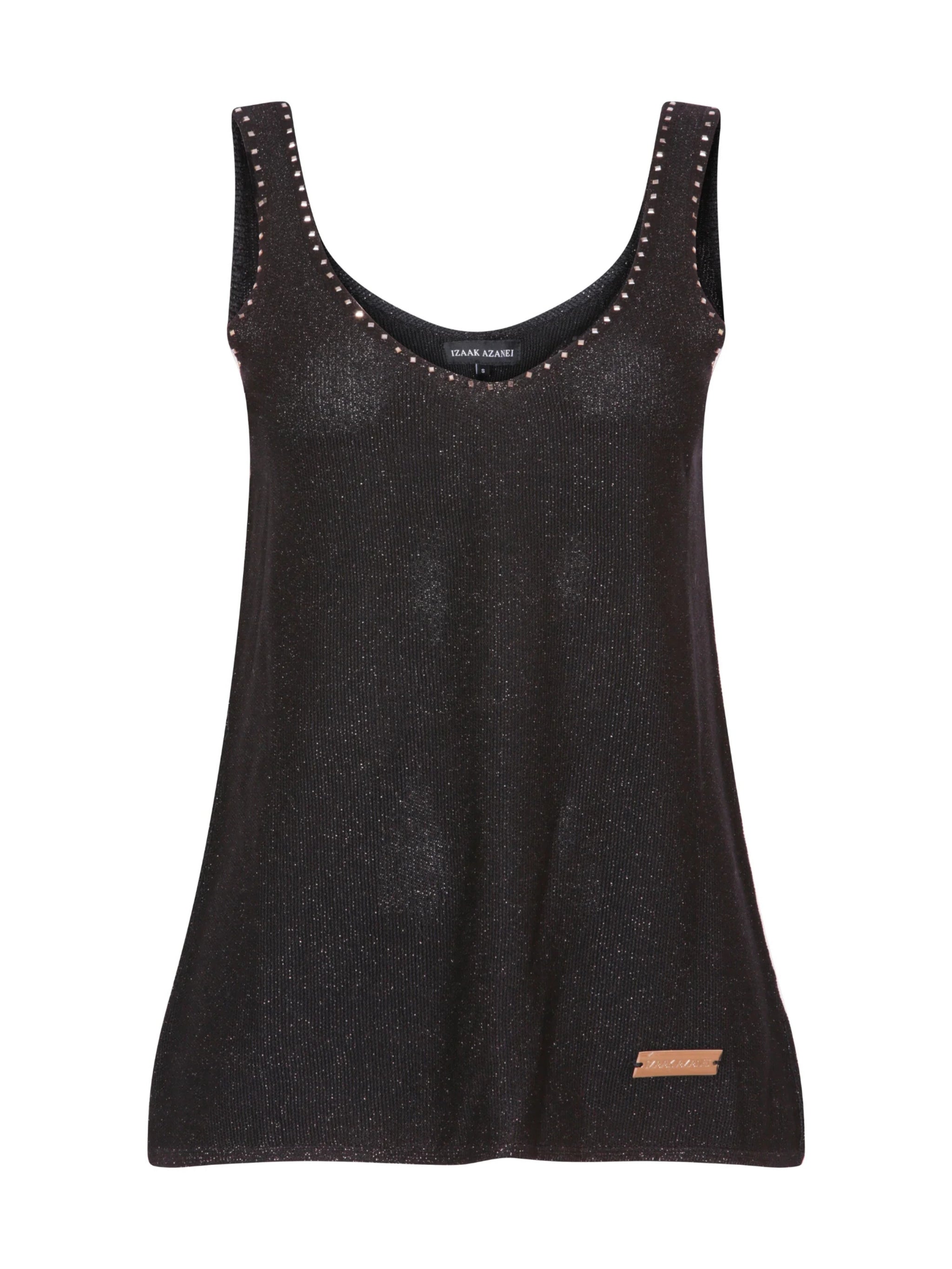 THE VESTED TOP WITH CRYSTAL DETAILS IN BLACK