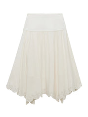 Haven embroidered linen knit skirt