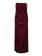 Silk velvet ruched dress