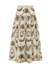 FITTED WAIST GATHERED SKIRT WITH LINING