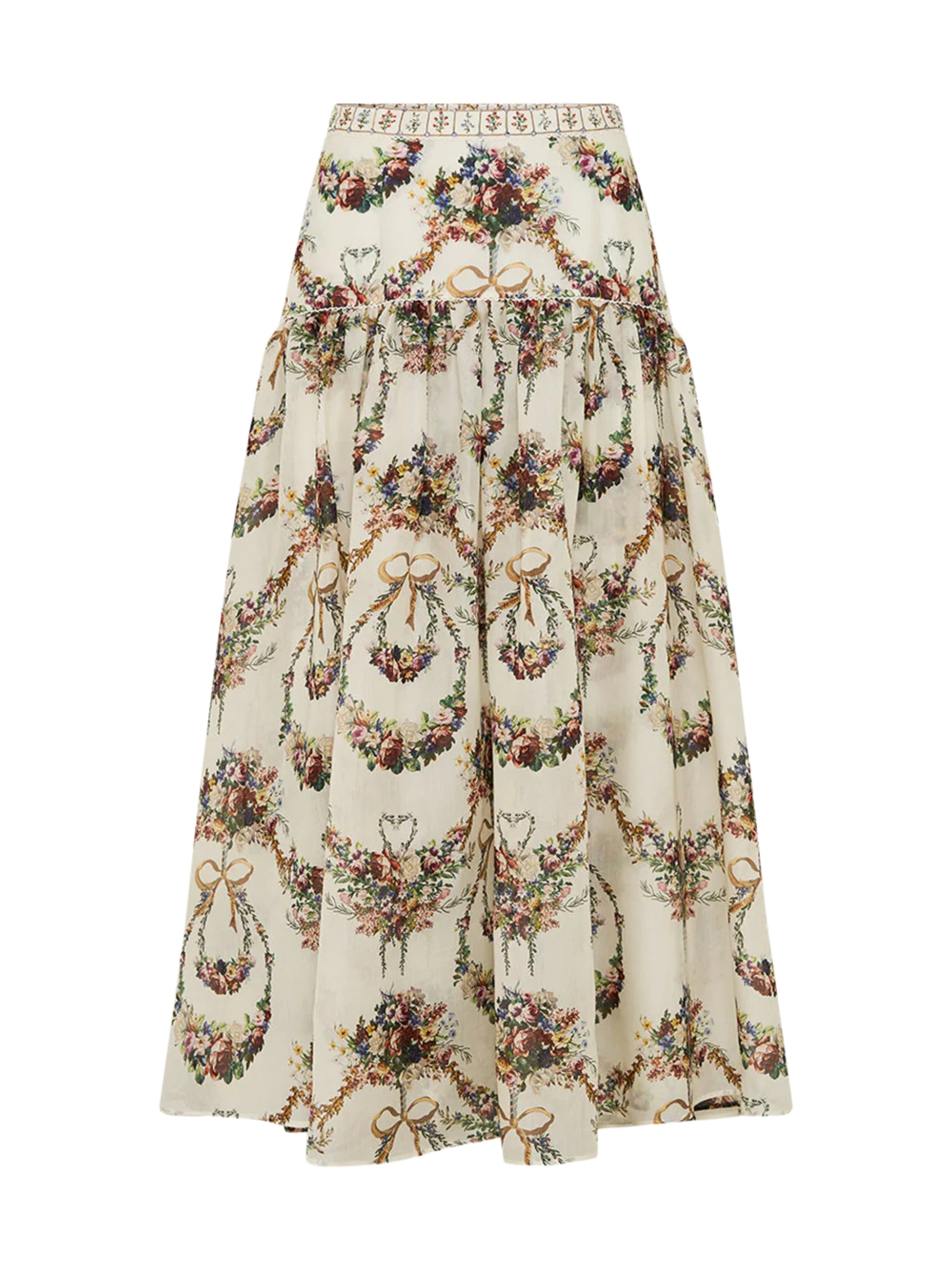 FITTED WAIST GATHERED SKIRT WITH LINING