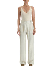PINSTRIPE STRAIGHT-LEG TROUSERS