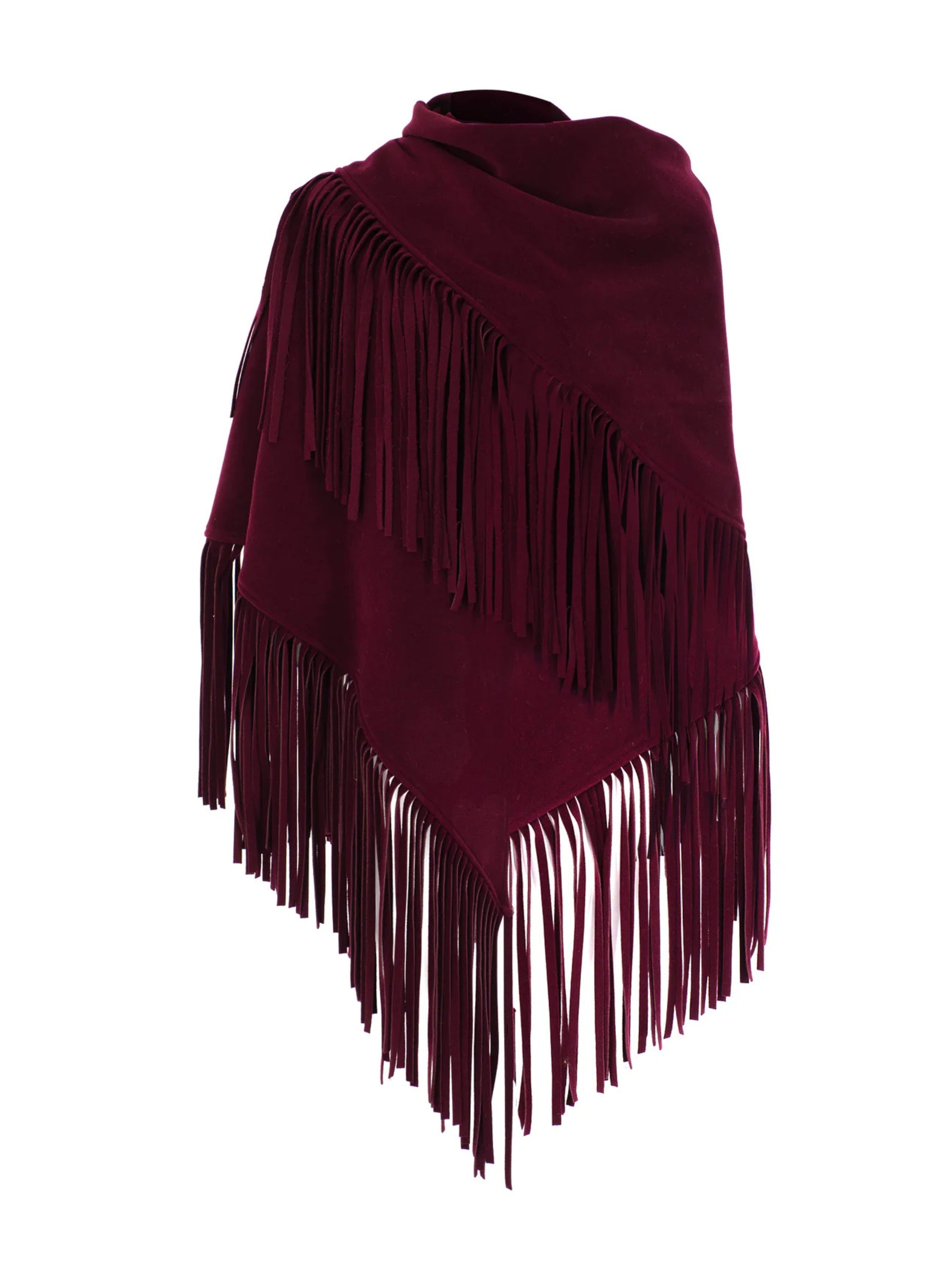 BURGUNDY CACHET FRINGED DETAIL SCARF