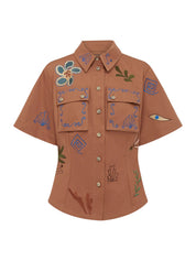 Dusty embroidered fitted shirt
