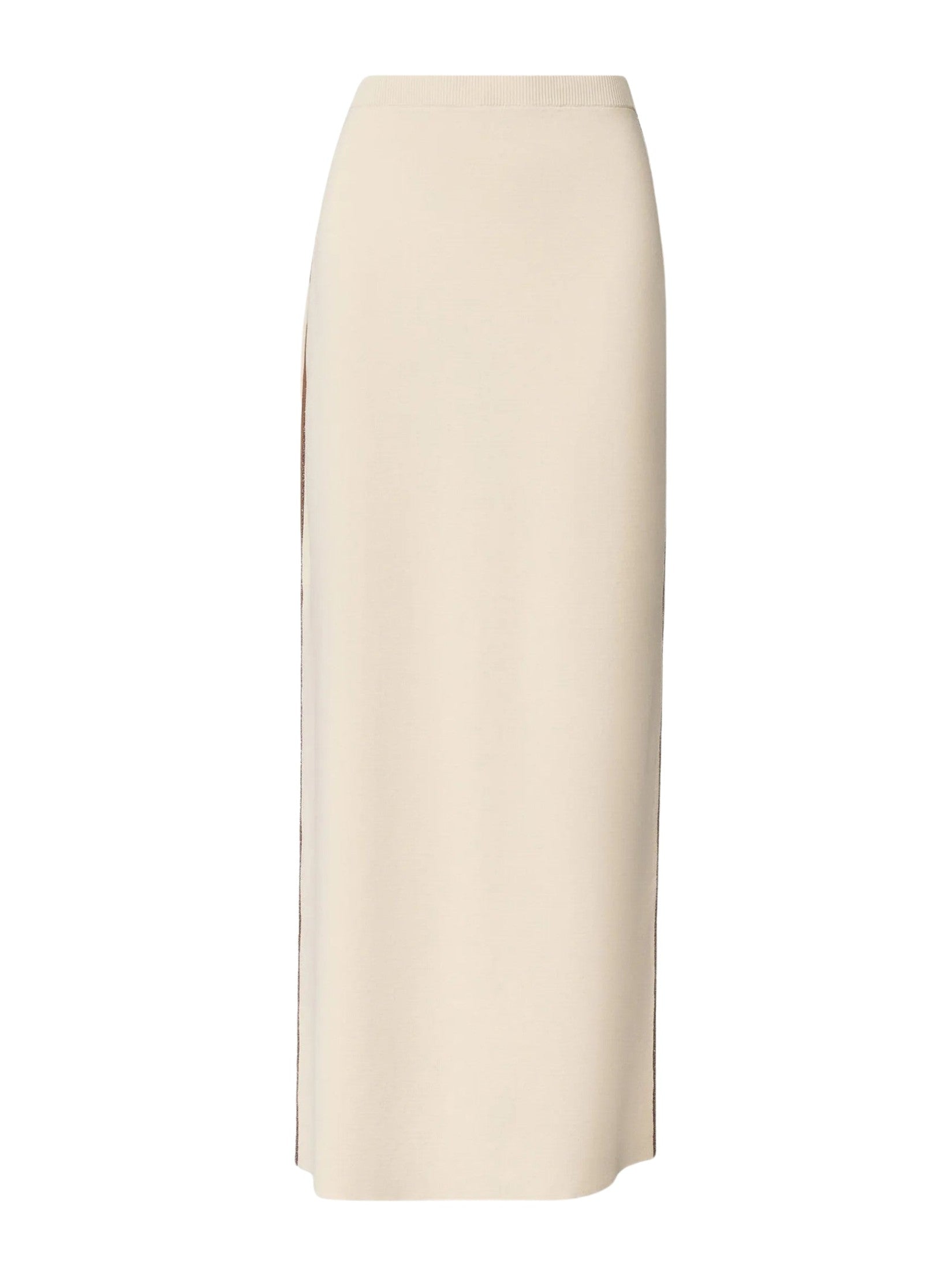 Cotton midi pencil skirt contrast trim and filo diamante