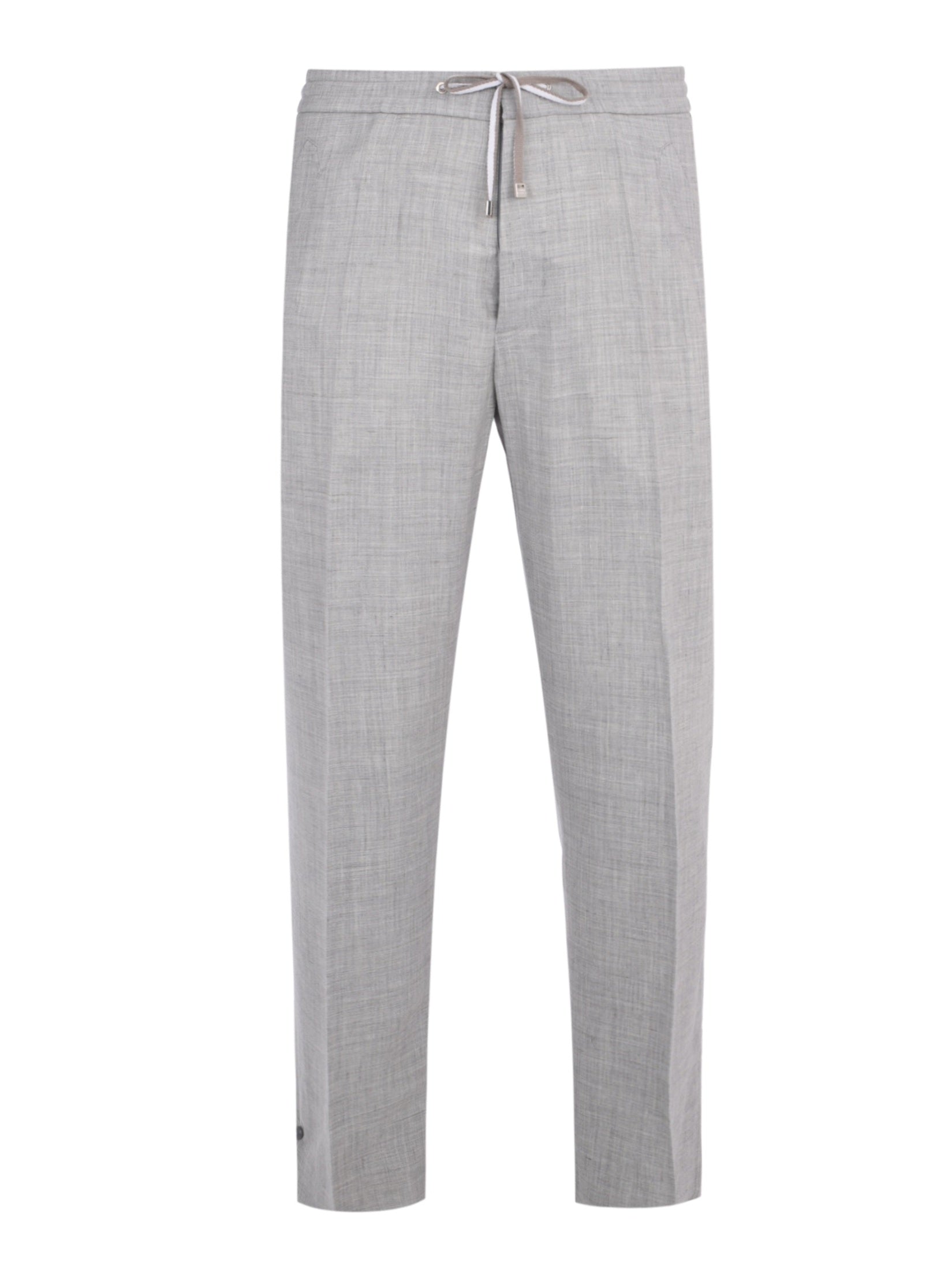 Wool silk linen drawcord pant