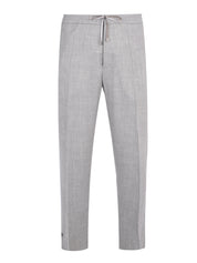 Wool silk linen drawcord pant