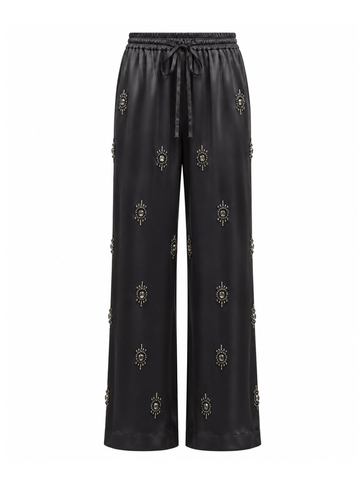 Embroidered Satin Trousers