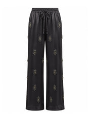 Embroidered Satin Trousers