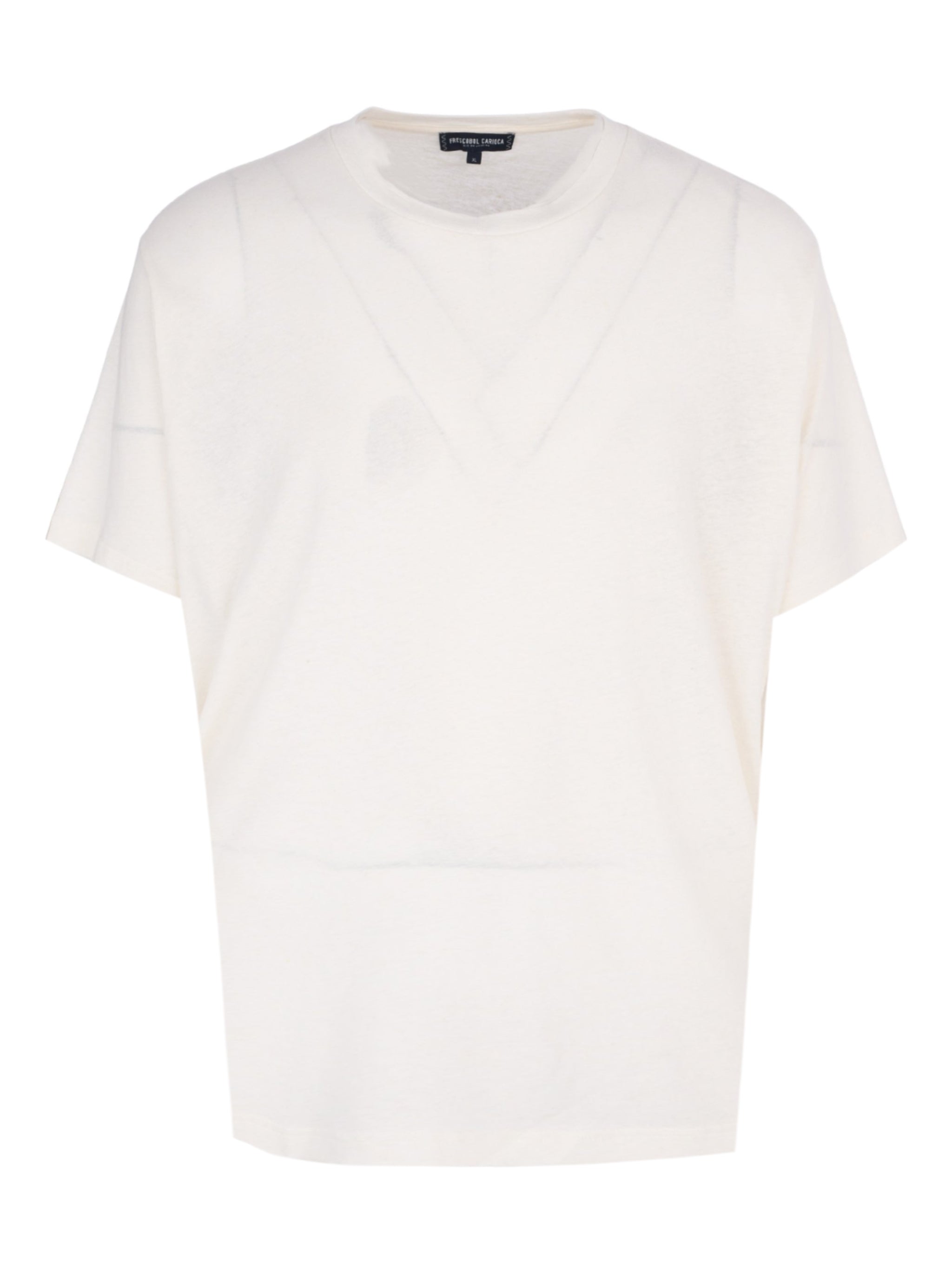 DINIS LINEN BLEND LINEAR FLORAL PRINTED TEE