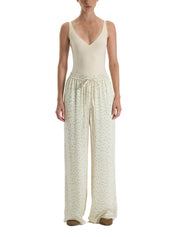 CREAM PATTERNED PALAZZO TROUSERS