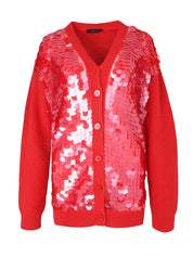 MOHAIR MERINO WOOL CARDIGAN WITH SEQUIN FRONT