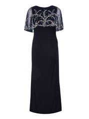 FITTED JERSEY GOWN WITH BEADED SHAWL