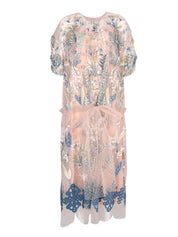 Araina embroidered tulle drop-waist mid length dress