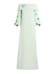 Floor length sleeveless shift dress with harness