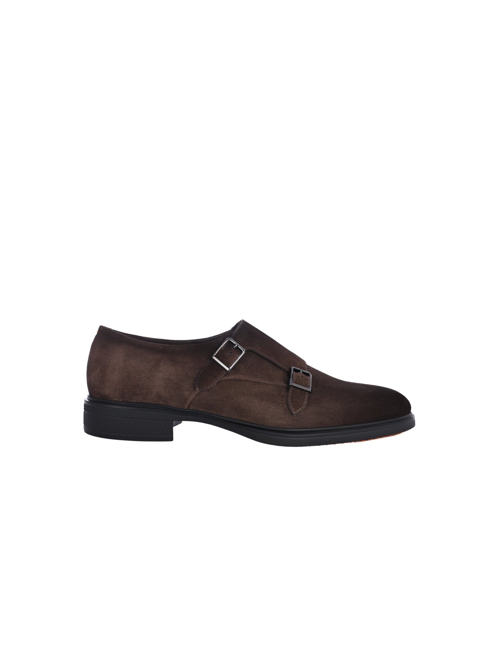 Men's brown suede monk shoes