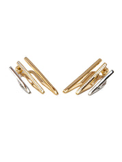 Geo earrings in sterling silver & 18k gold vermeil & rhodium and white cz