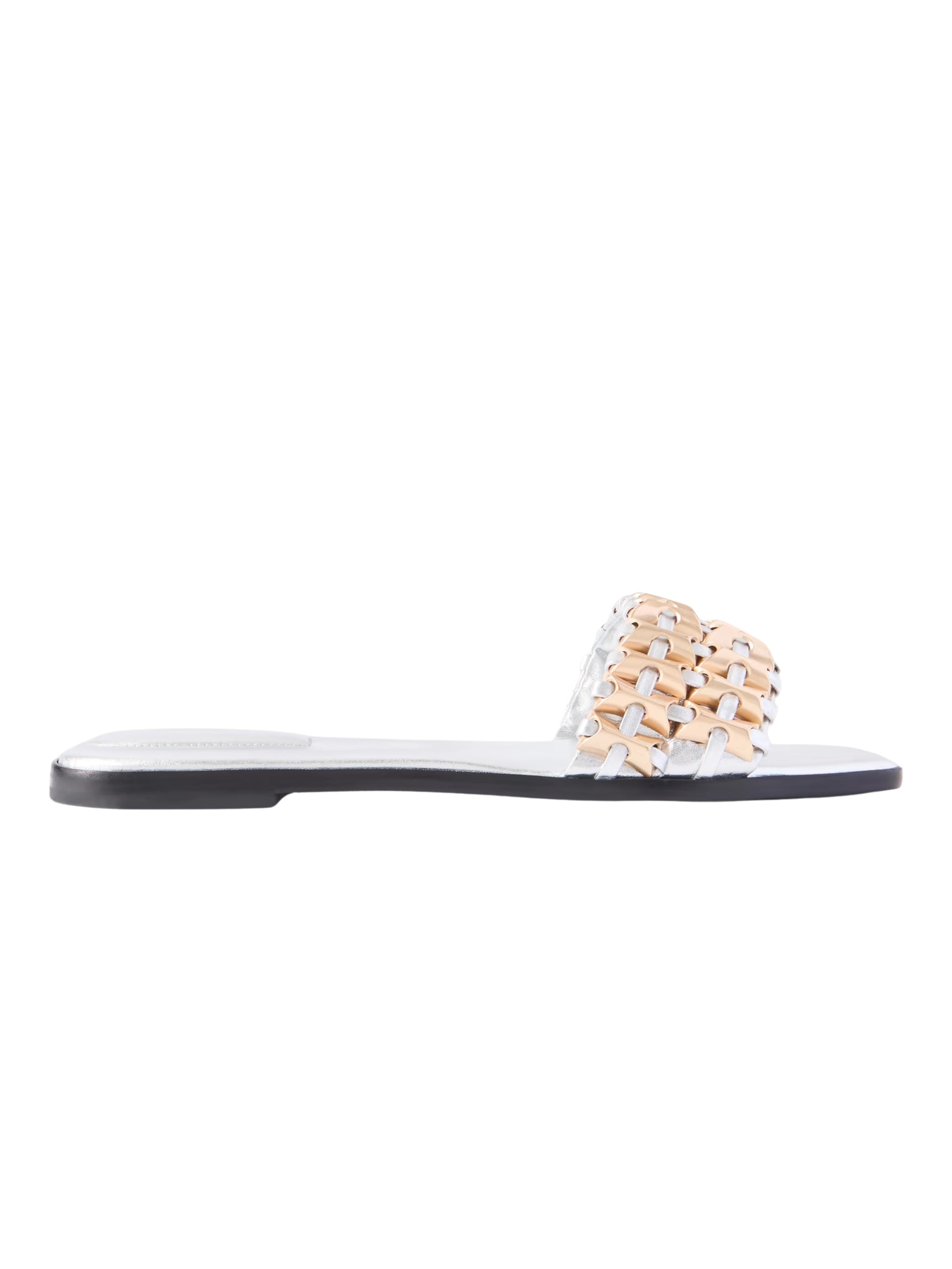 Faye beaded metallic leather flat slide