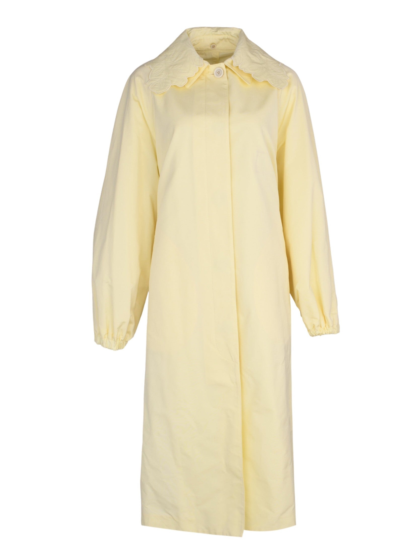 Ottoman long trench with detachable embroidered collar