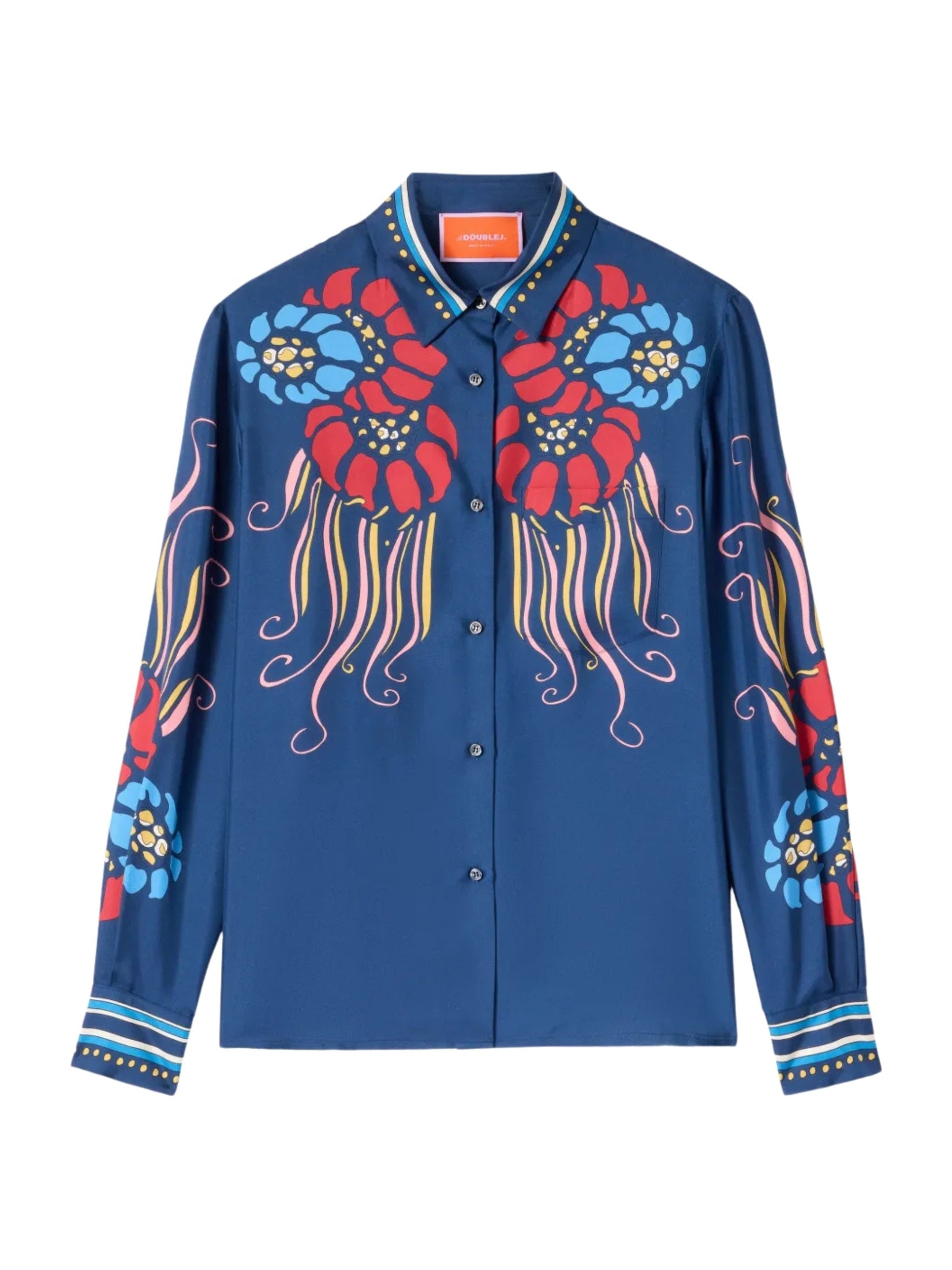 Boy shirt lemuria placée navy in silk twill
