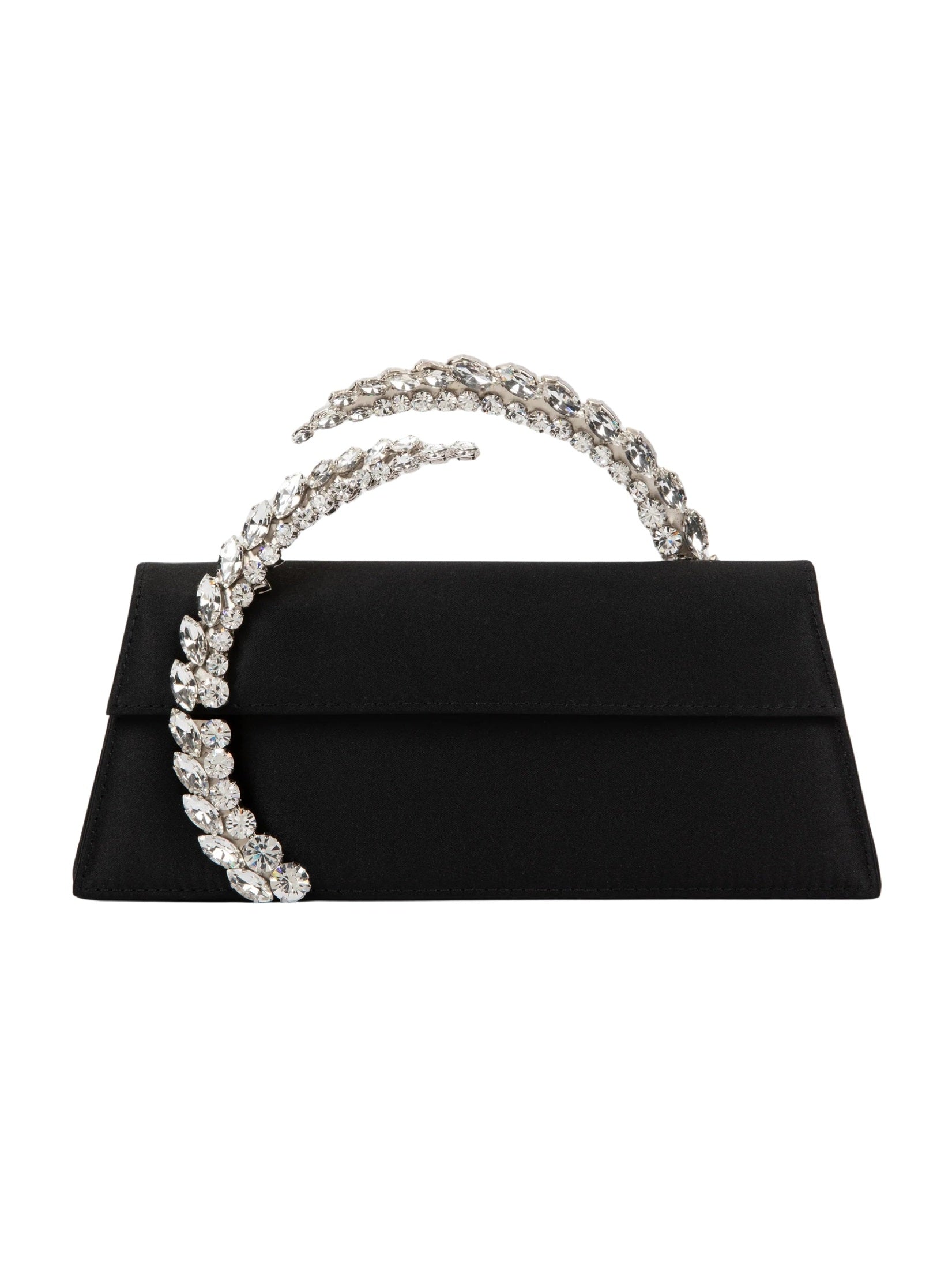 Karma Stone-Encrusted Satin Clutch Black