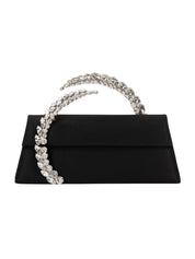Karma Stone-Encrusted Satin Clutch Black
