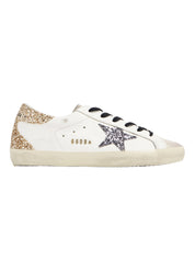 Super-star leather upper glitter star heel and spur metal lettering
