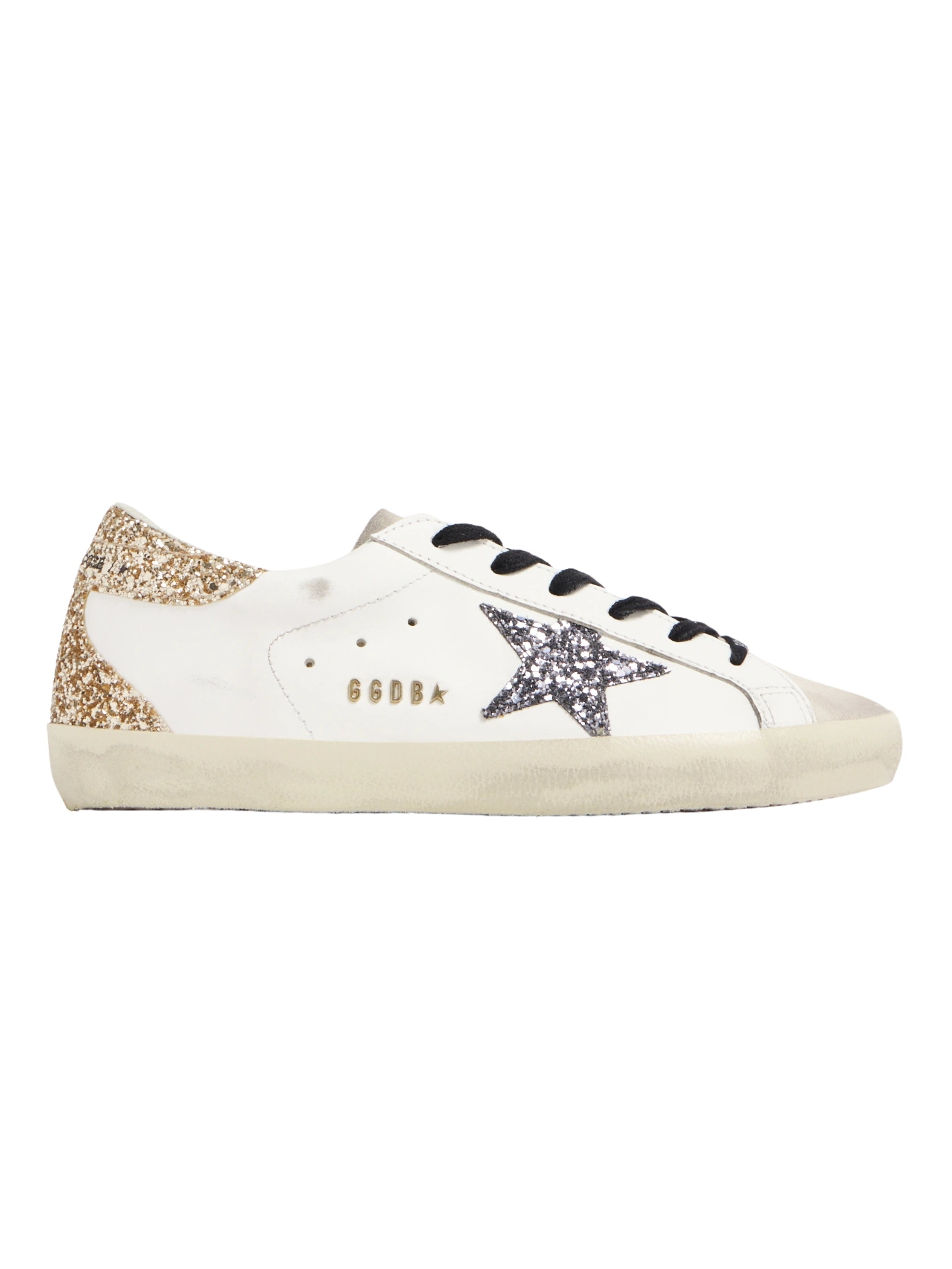 Super-star leather upper glitter star heel and spur metal lettering