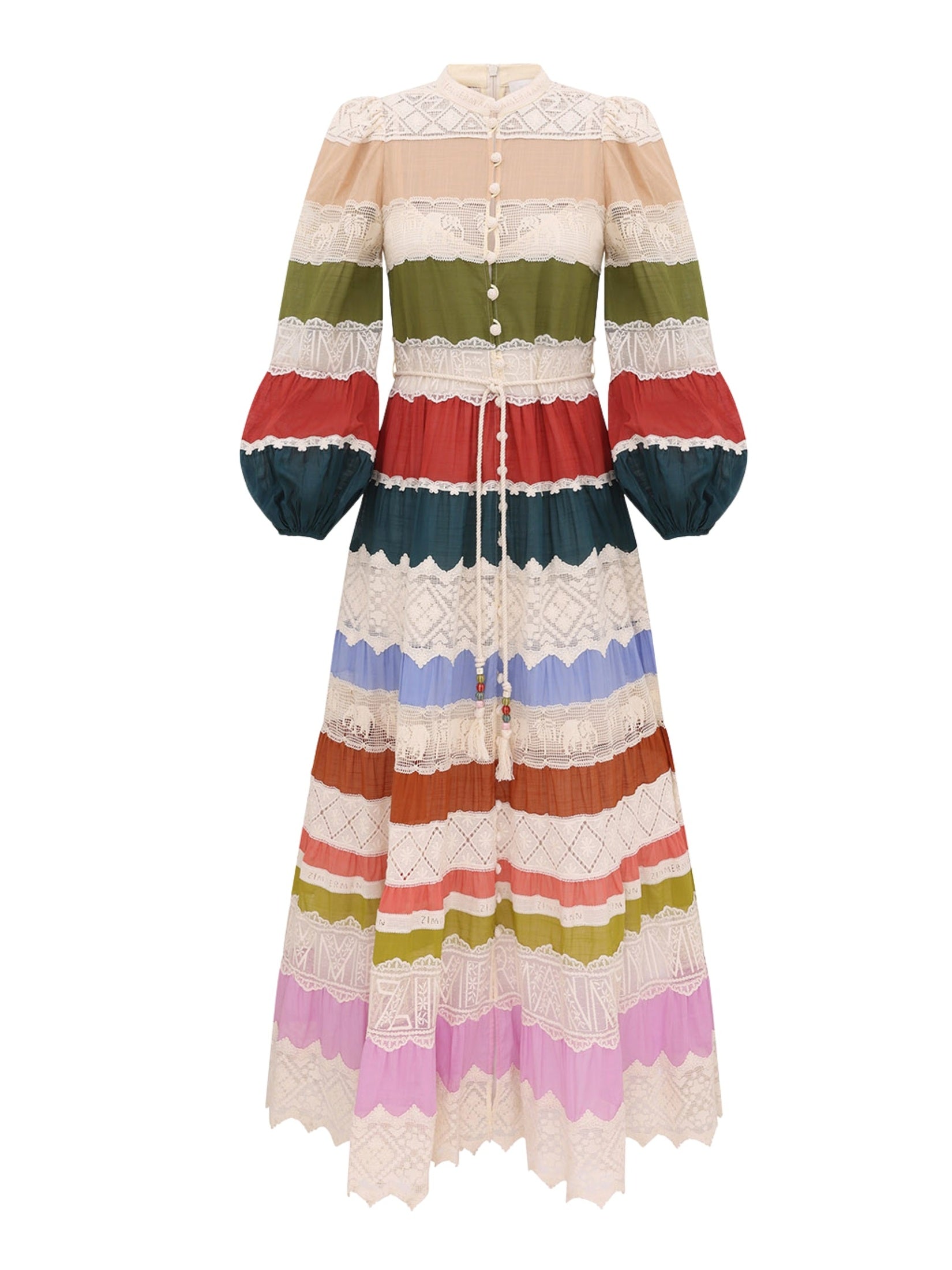 Indra lace stripe maxi dress