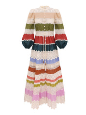 Indra lace stripe maxi dress