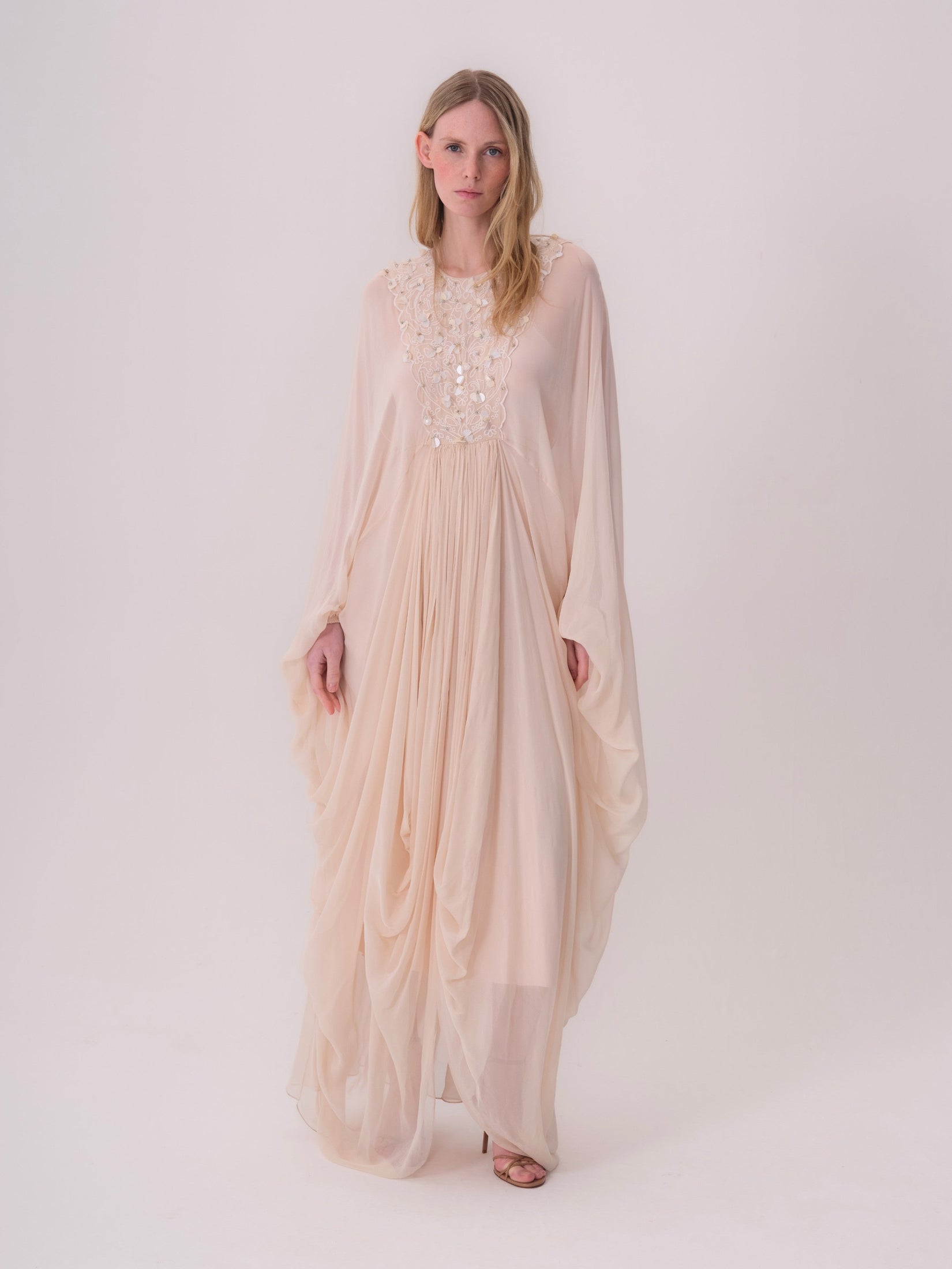 Embroidered Chiffon Dress