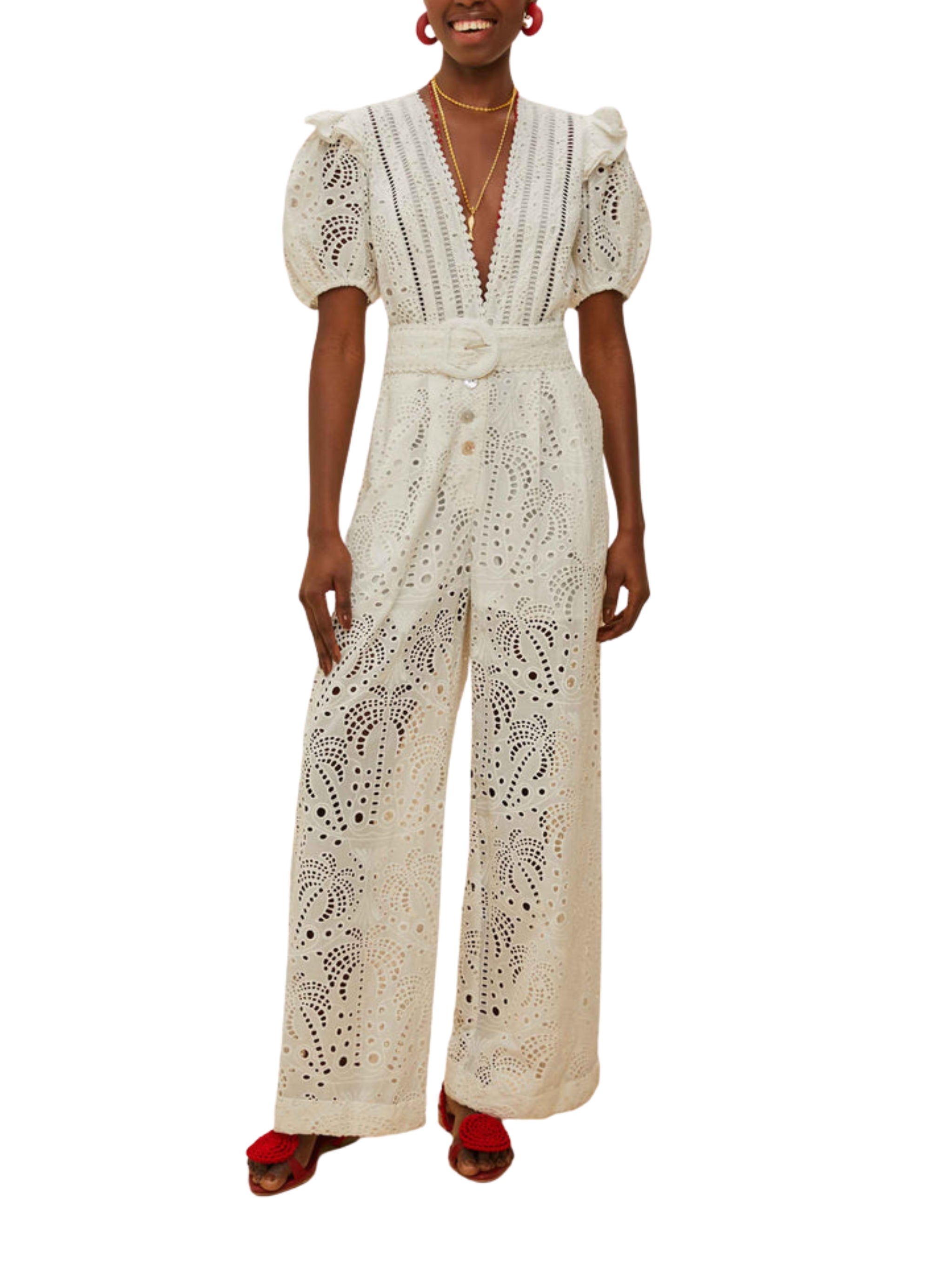OFF-WHITE PALM TREE EYELETS JUMPSUIT
