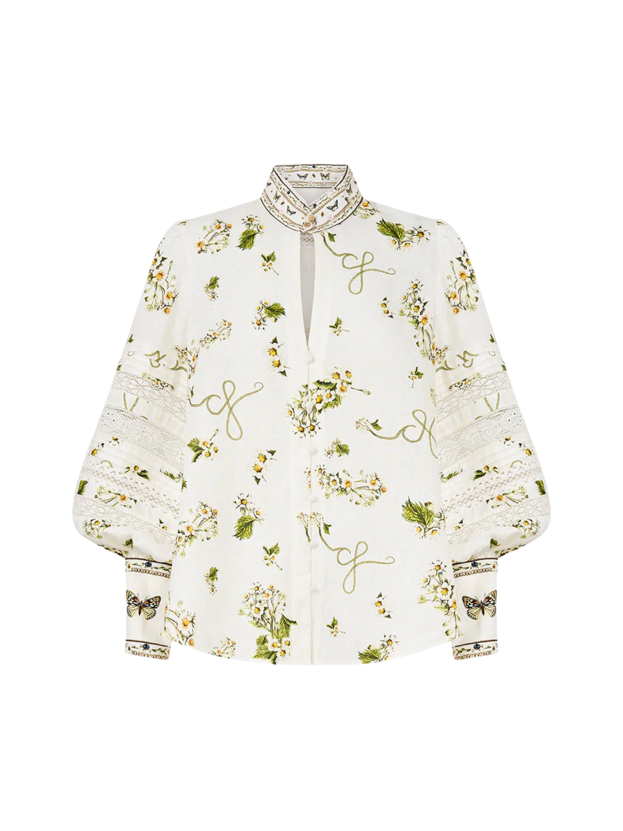 BUTTONED COLLAR BLOUSE WITH BLOUSON SLEEVE